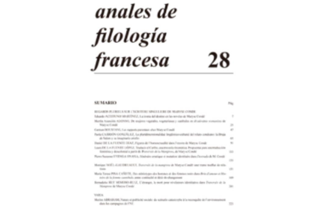 PUBLICACIONES EN REVISTAS CIENTÍFICAS EN CURSO: ANALES DE FILOLOGÍA FRANCESA